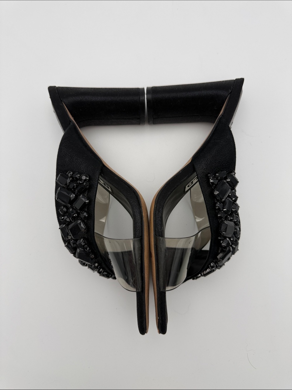 Karl Lagerfeld Black Jewel-Embellished Clear Band Mule - Picture 4 of 7